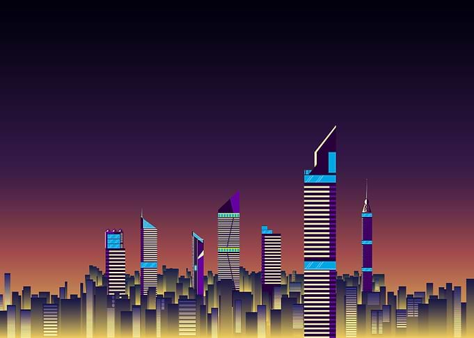 Neon Retro city poster