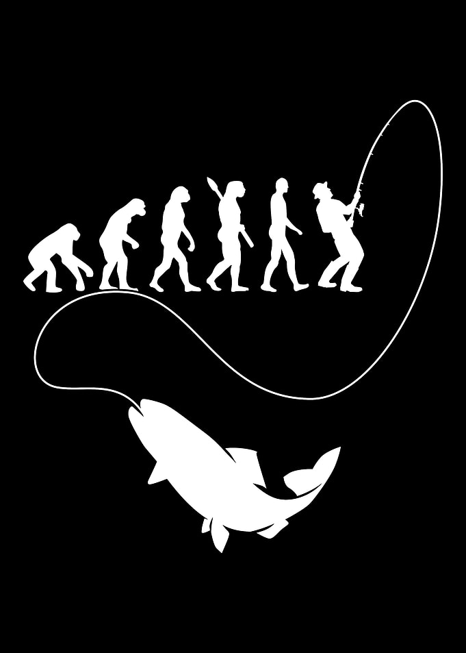 Fisherman fishing evolutio