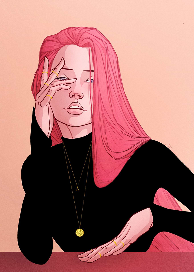 Modern witch pink hair