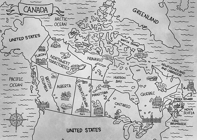 Gray Map of Canada