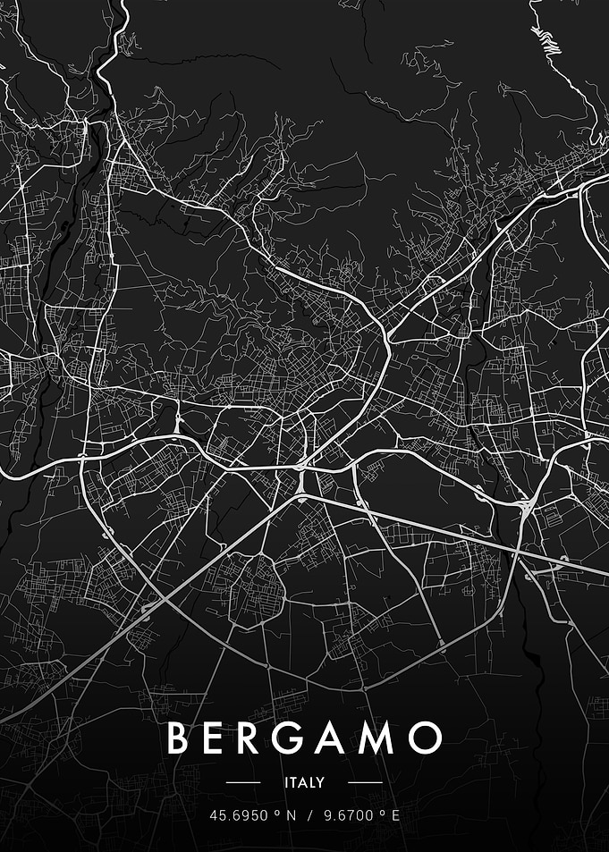 Bergamo City Map Dark
