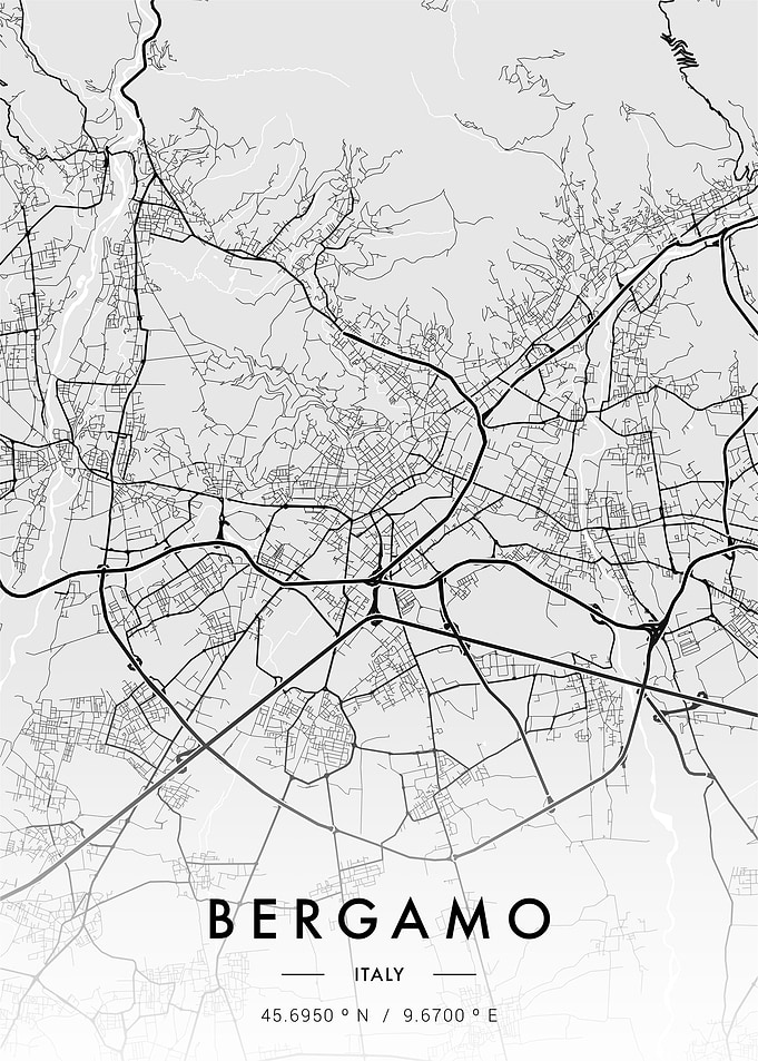Bergamo City Map White