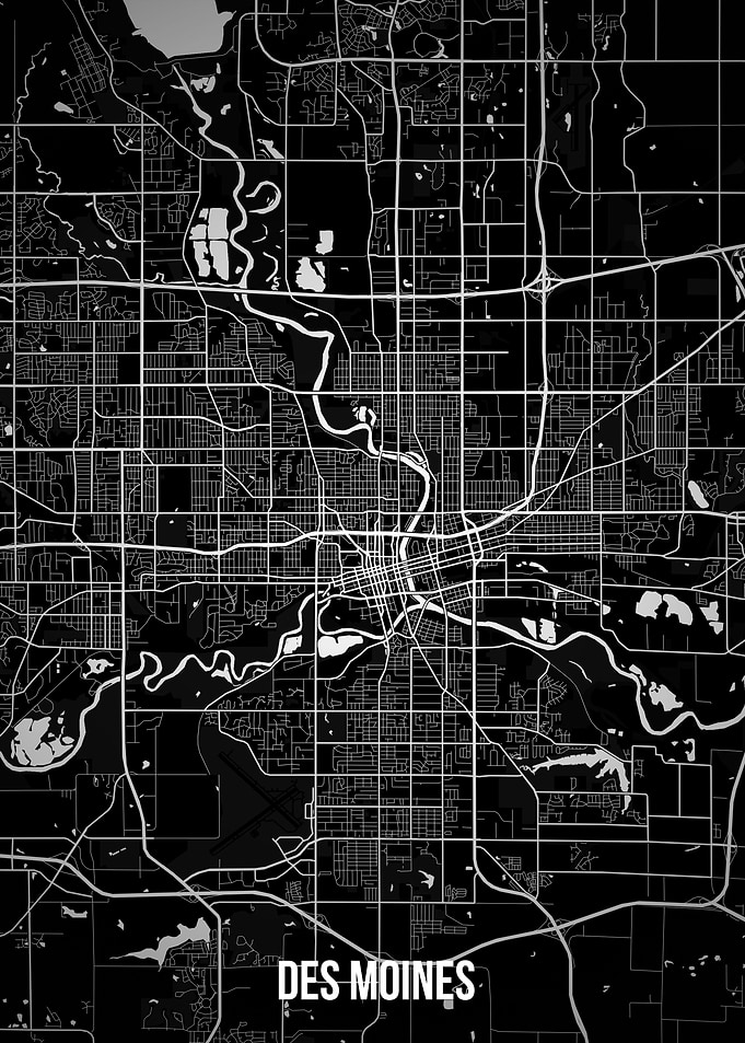 Des Moines dark map