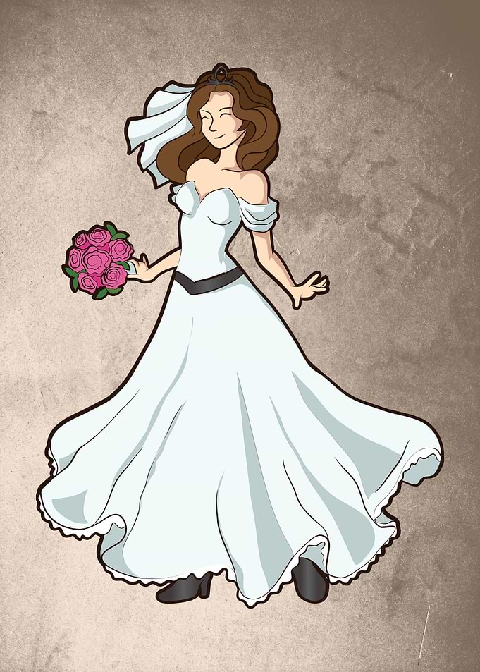 Happy bride with flowers