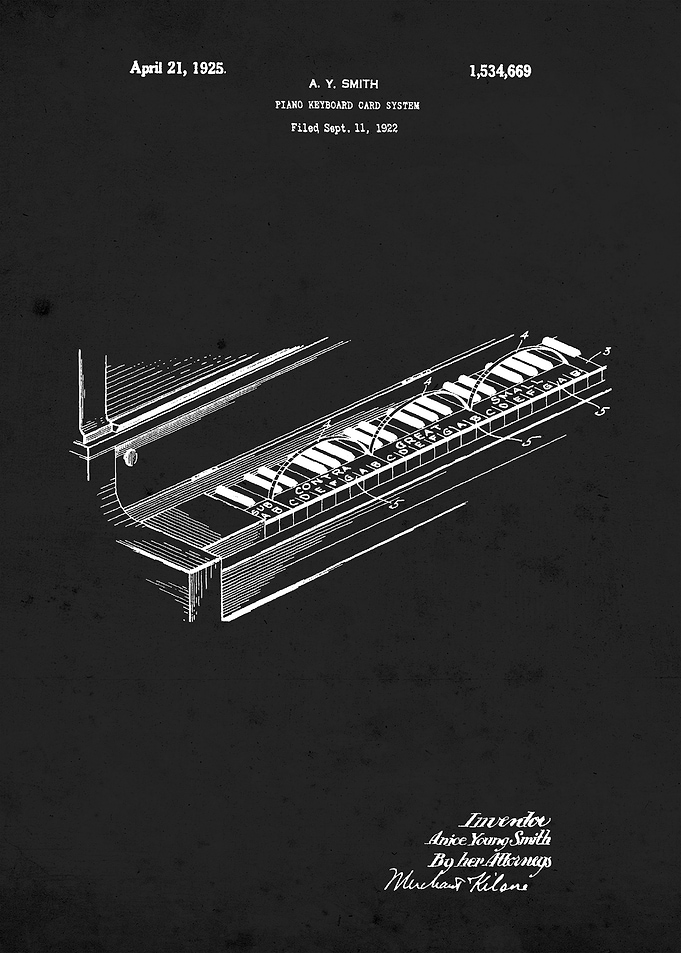 Piano Keyboard 1925 Patent