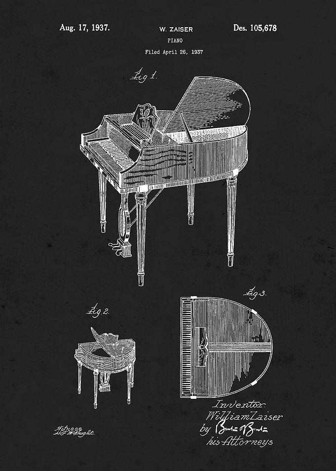Piano 1937 Patent Art