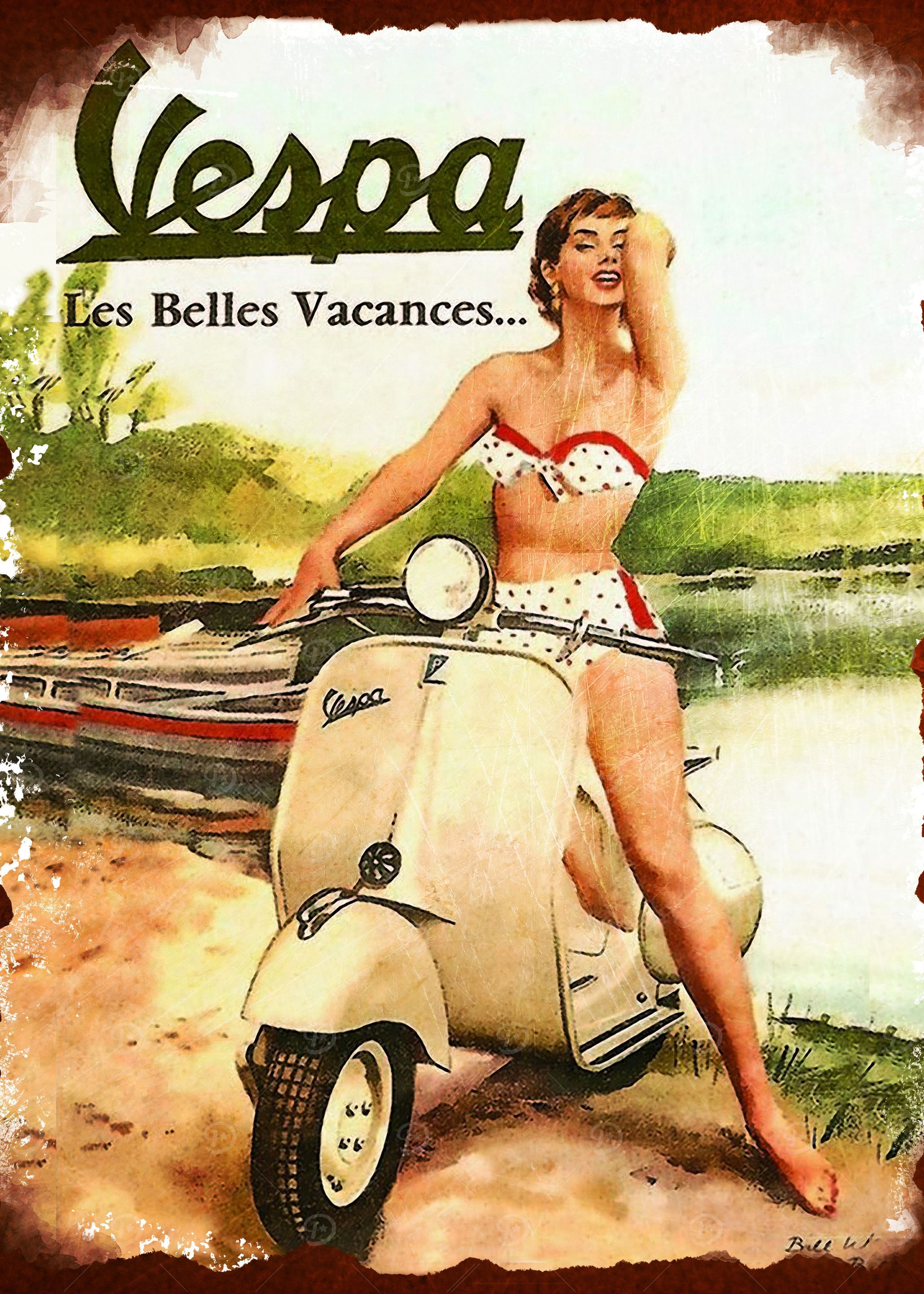 Vespa Les Belles Poster