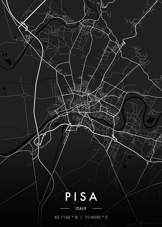 Pisa City Map Dark