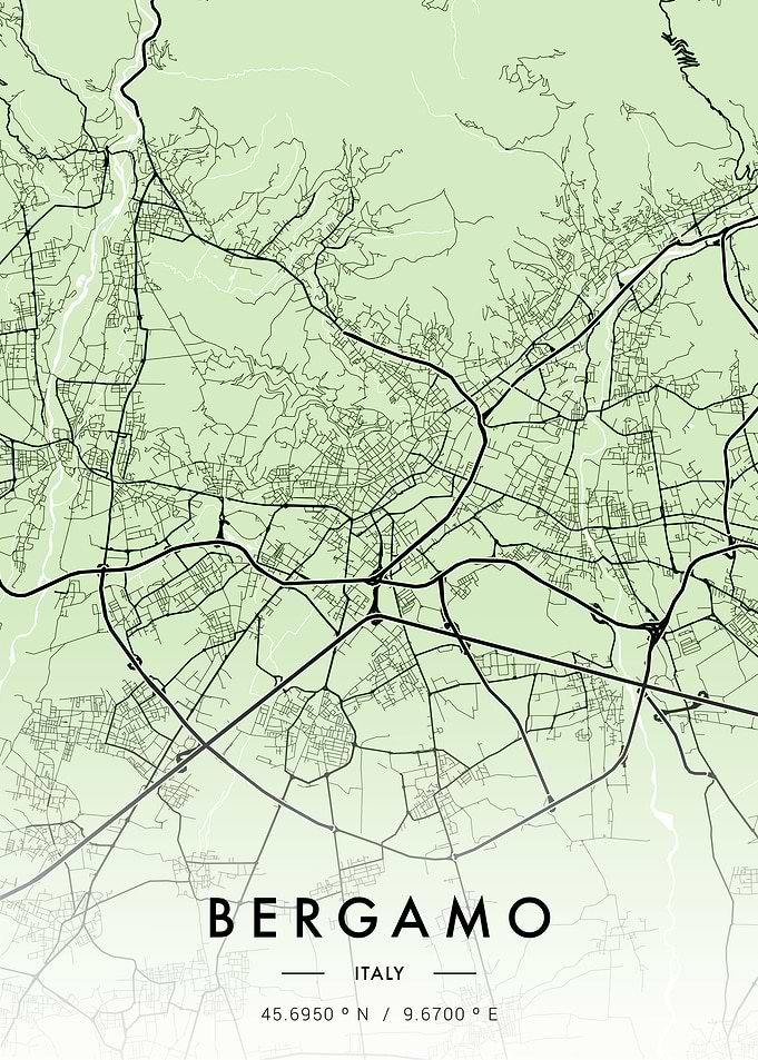 Bergamo City Map Green
