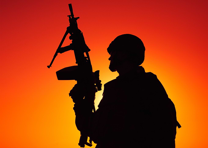 Silhouette of army soldier