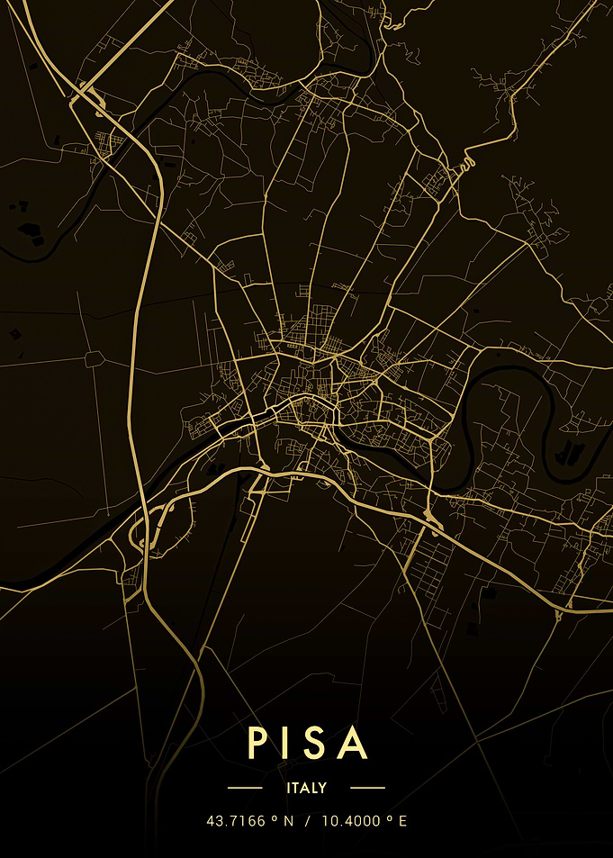 Pisa City Map Gold