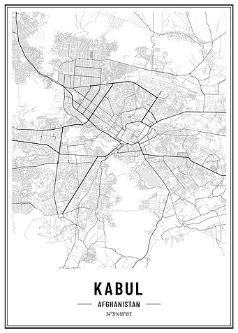 Kabul streetmap poster