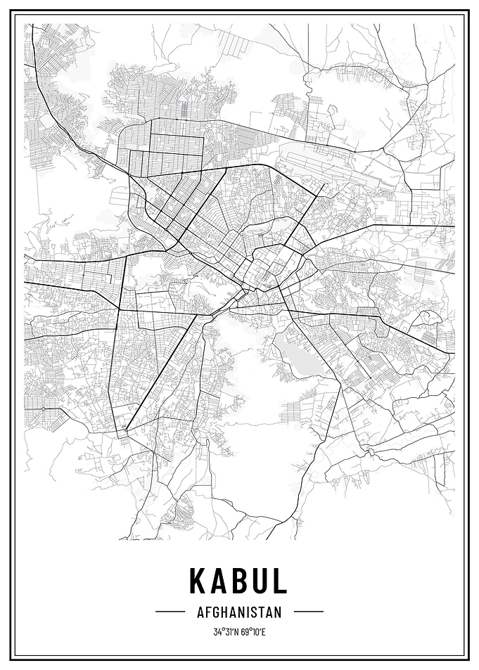 Kabul streetmap poster
