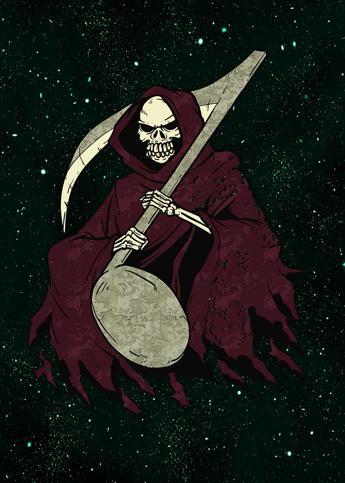Skeleton with note