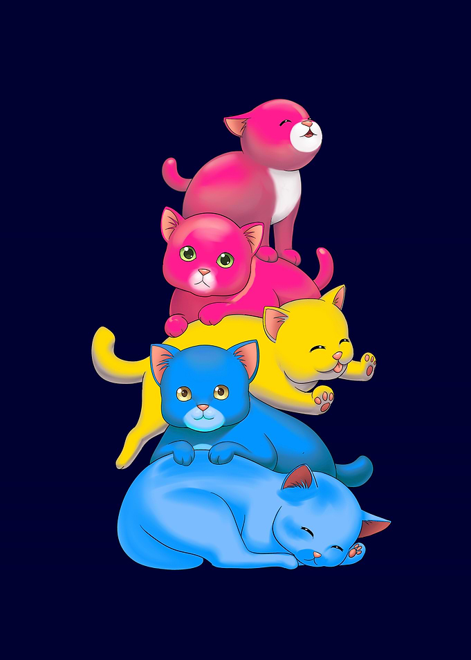 Cats Pink Orange Red
