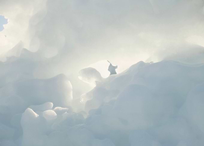 Snow avalanche covered pov