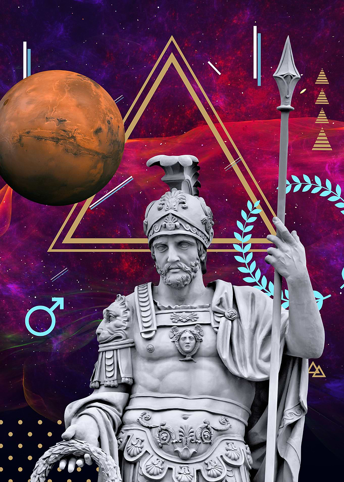 Mars Ares neon space art
