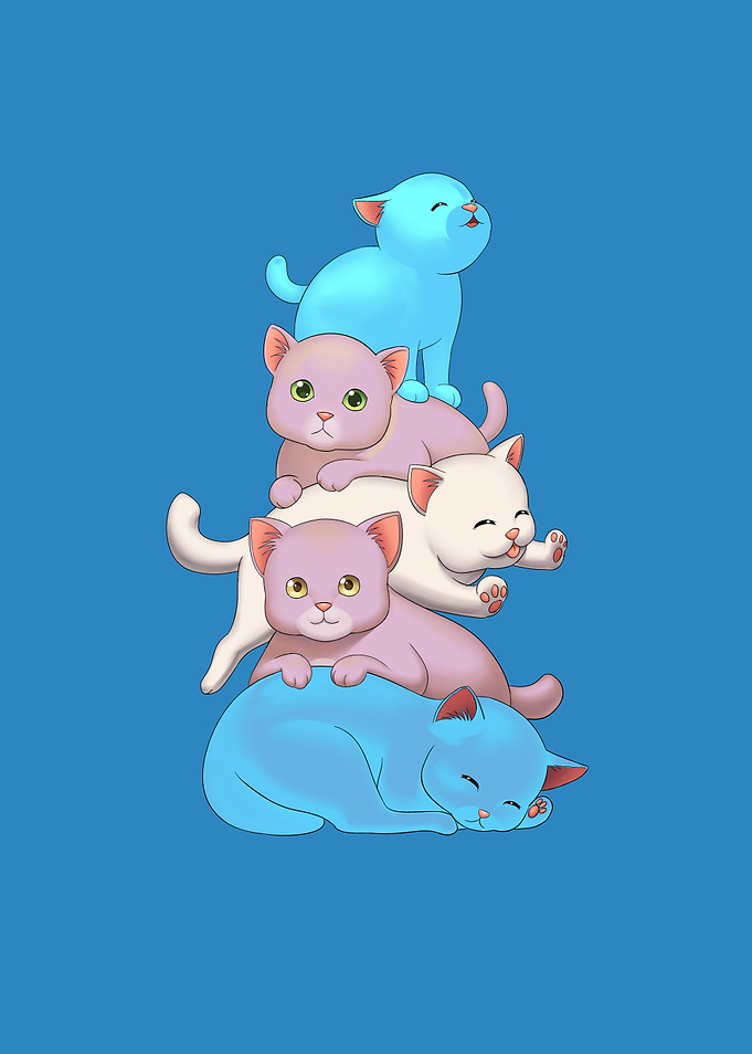 Cats Pink Orange Red