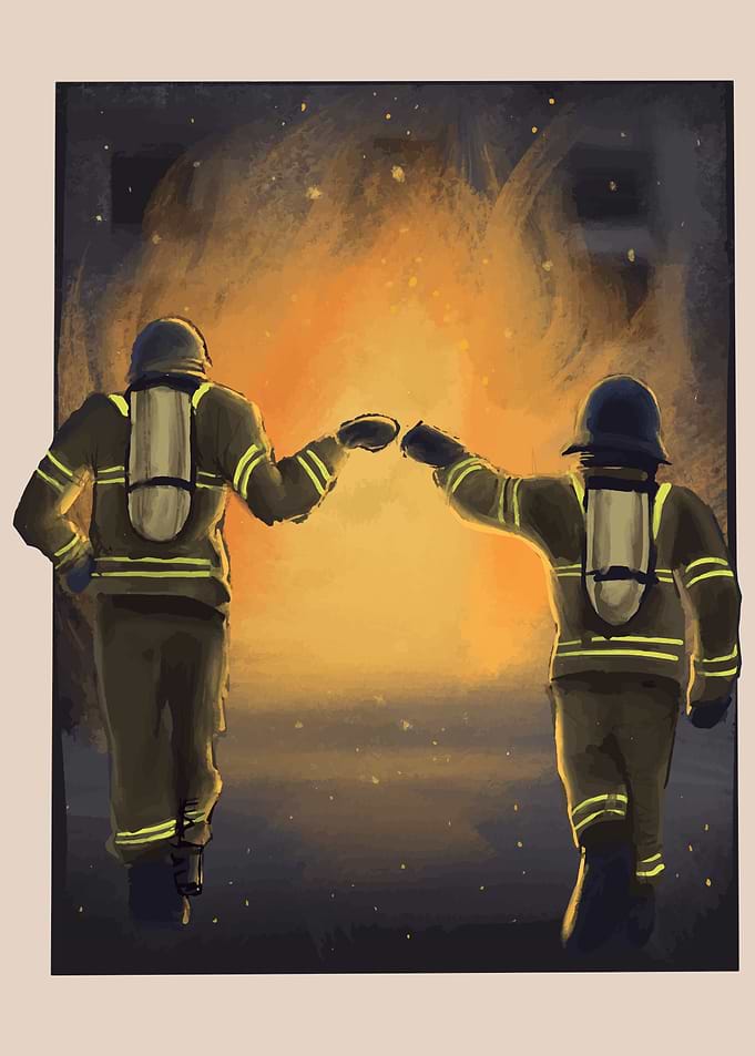 FIREFIGHTERS FIST BUMP