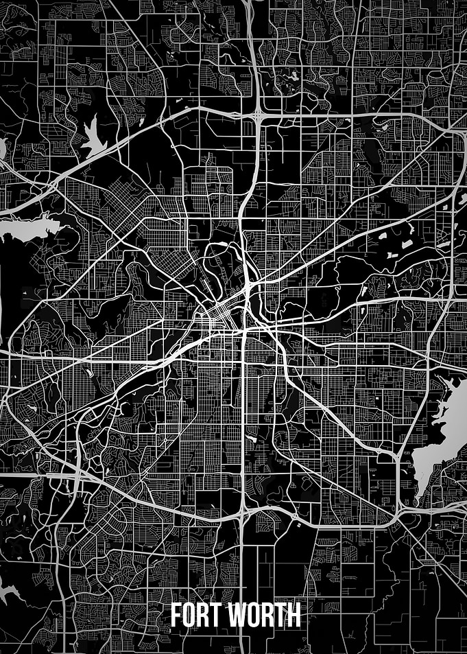 Fort Worth dark map