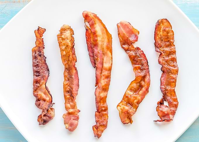 Fried bacon strips