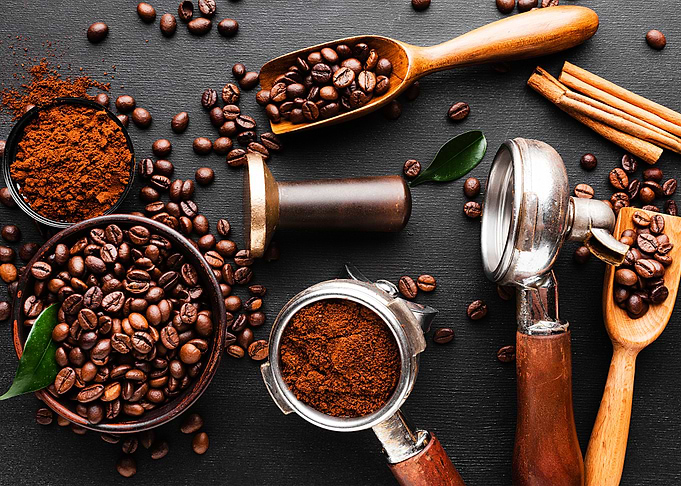 Coffee cezve and beans