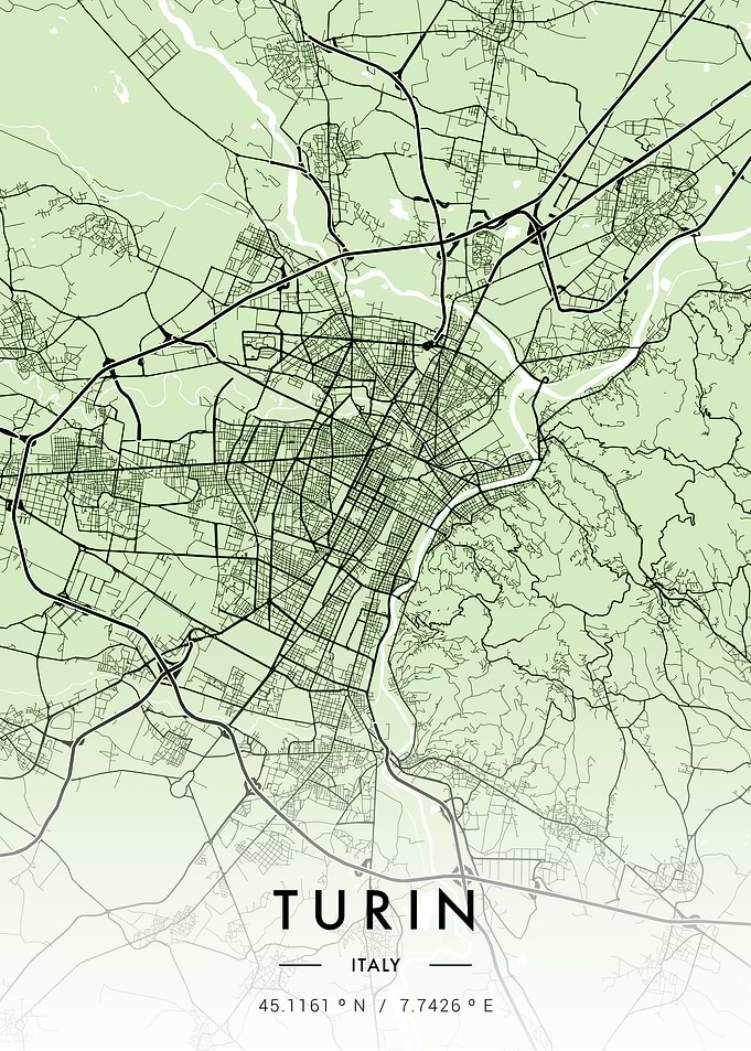 Turin City Map Green