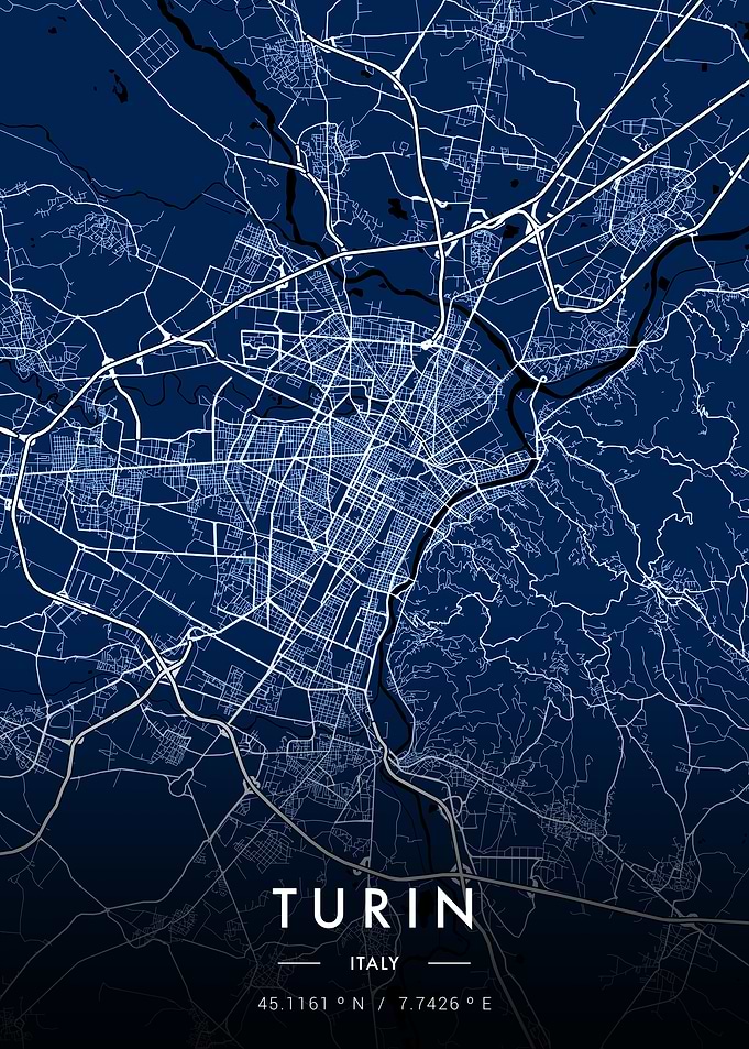 Turin City Map Blueprint
