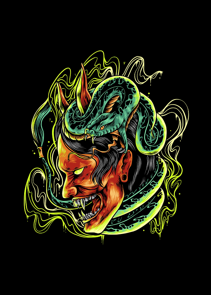 Oni Mask With Snake