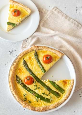 Open pie with asparagus