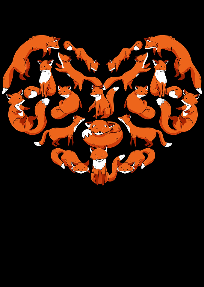 Kawaii Fox Heart Wildlife