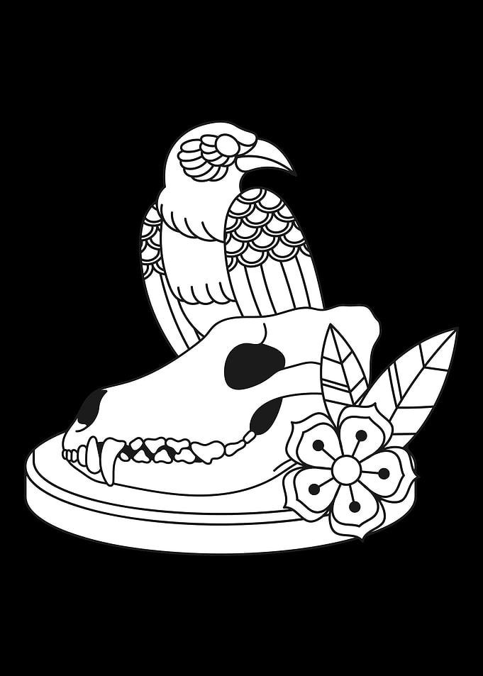 Dark Academia Raven Skull