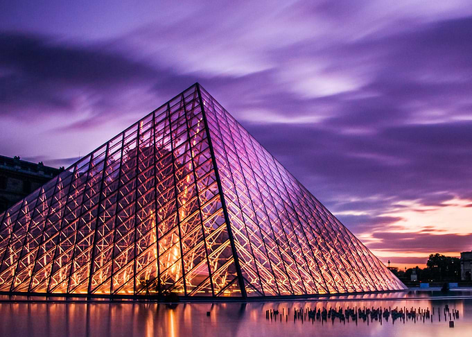 Paris France Louvre Night