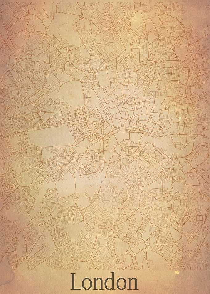 LONDON UK VINTAGE MAP