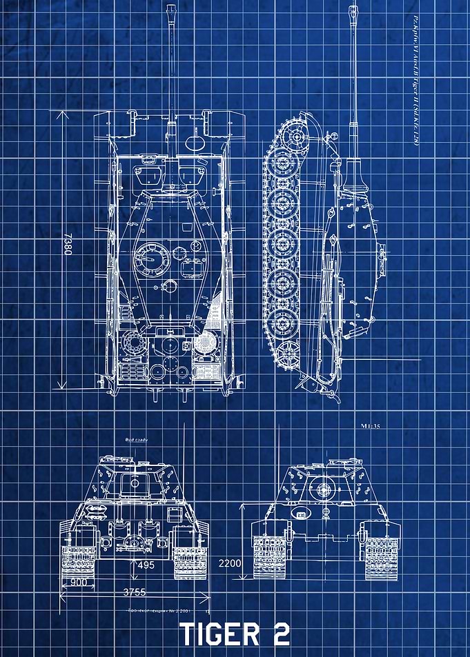 Blueprint of Tiger II tank