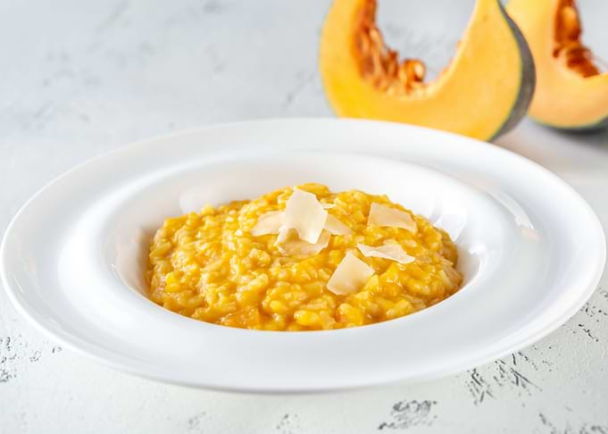Portion of pumpkin risotto