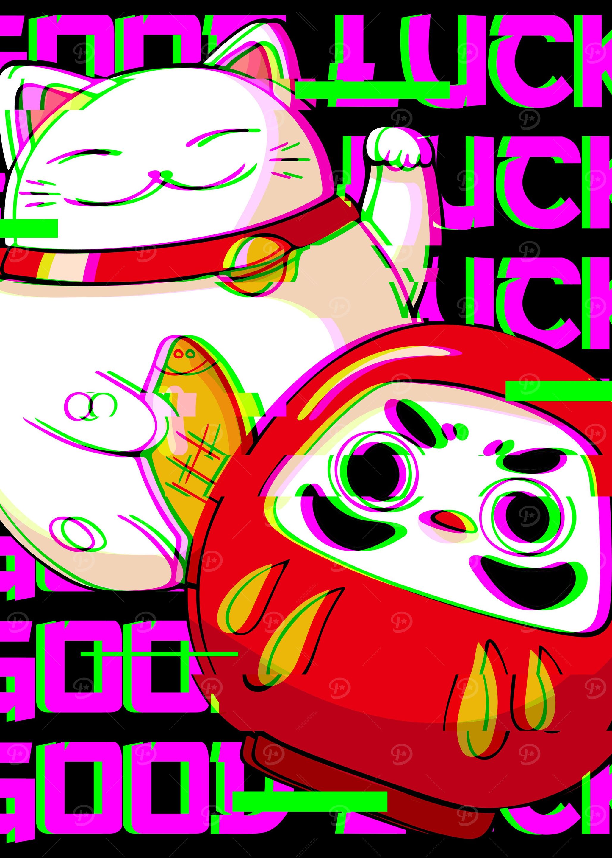 Maneki Neko Daruma Luck
