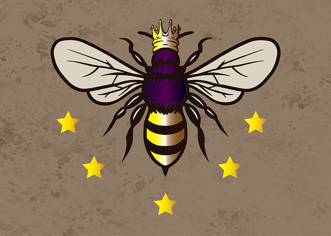 Queen bee with a crown