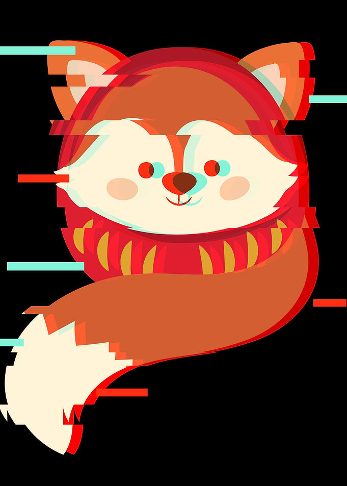 Daruma Fox Vaporwave