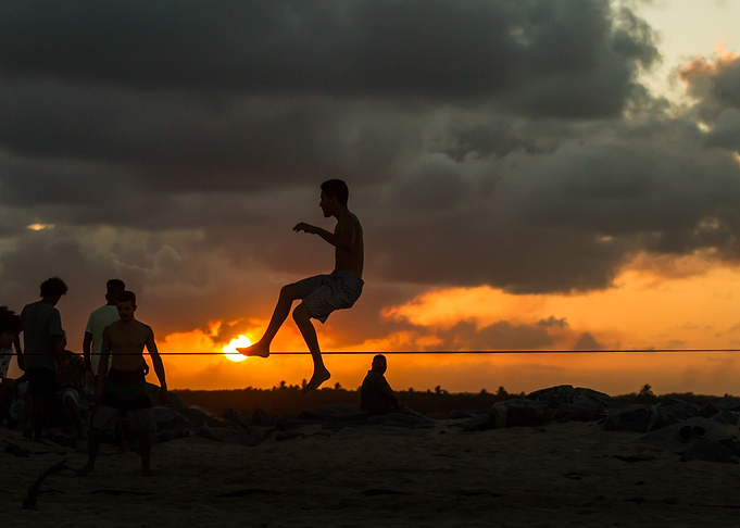 people black two sunset