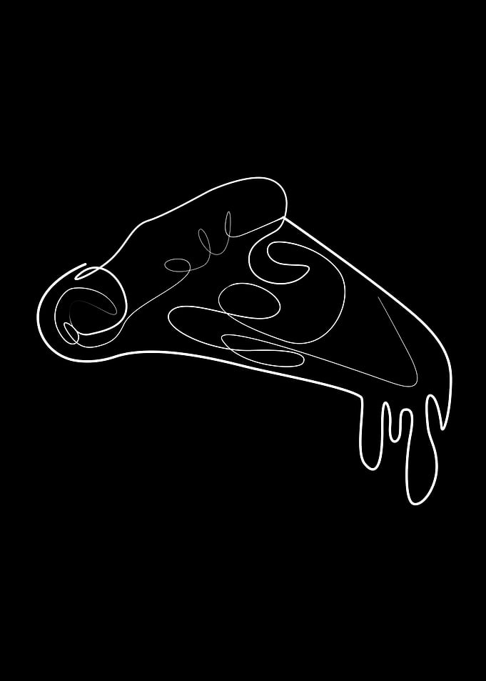 One line drawing pizza