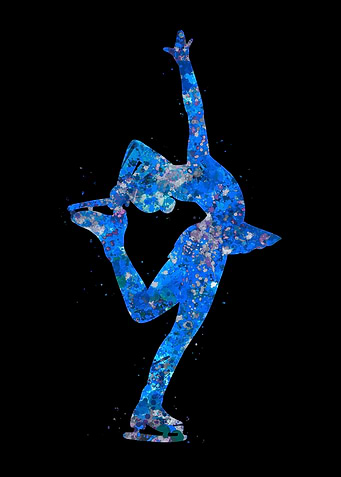 Ice skater girl blue art