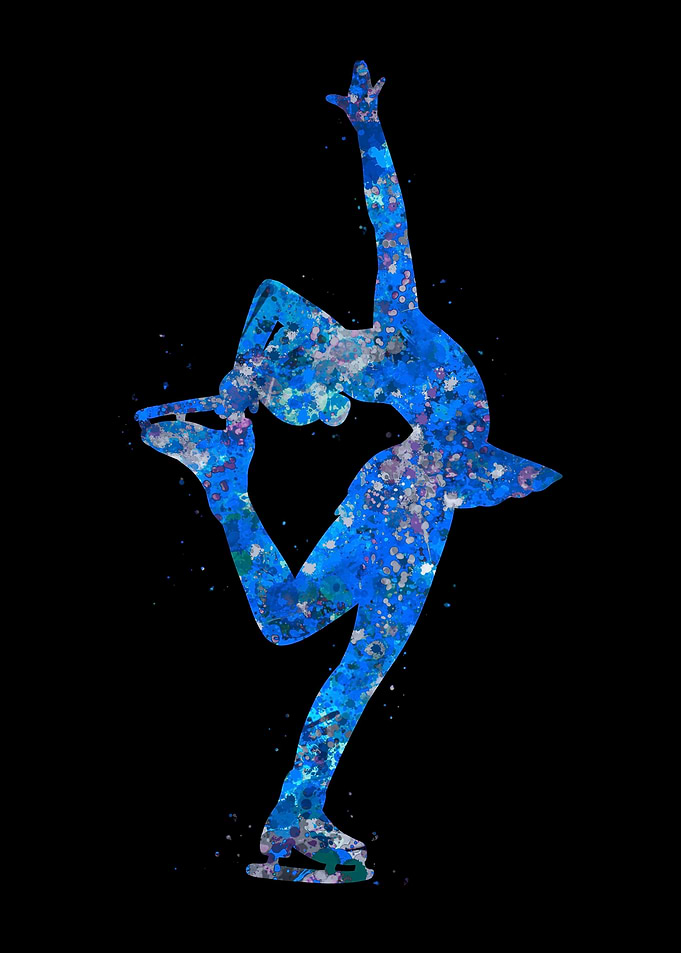 Ice skater girl blue art