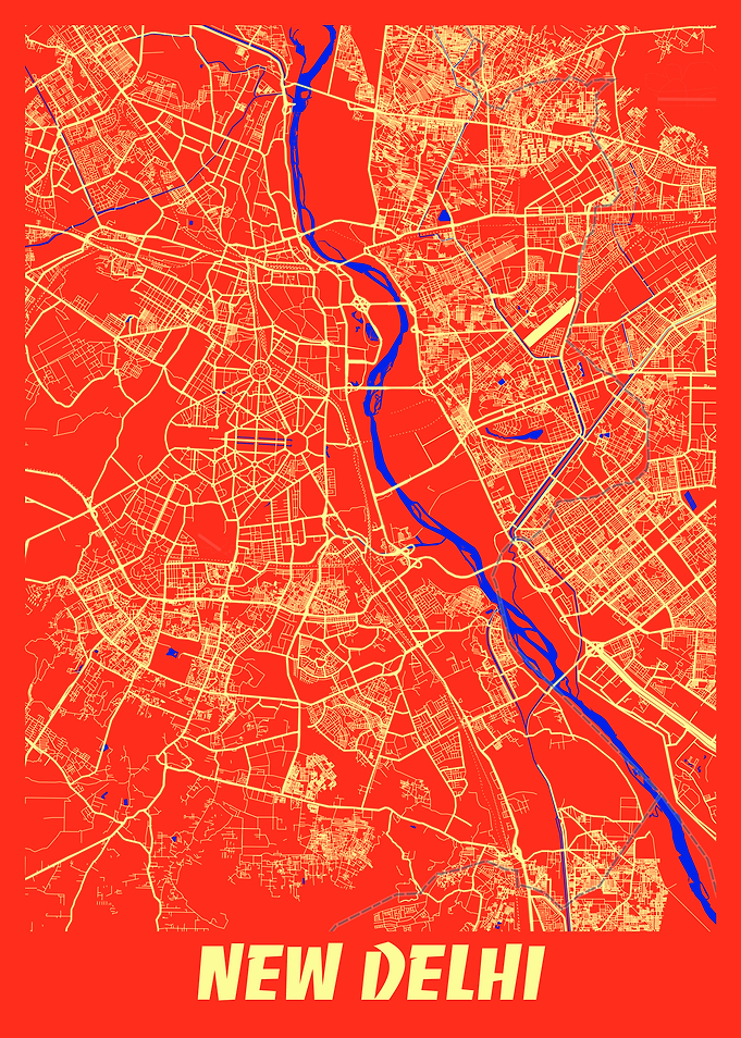 New Delhi Retro City Map