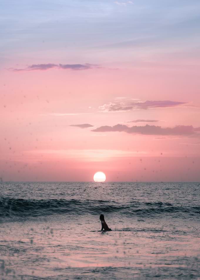 pink sunset beach cloud