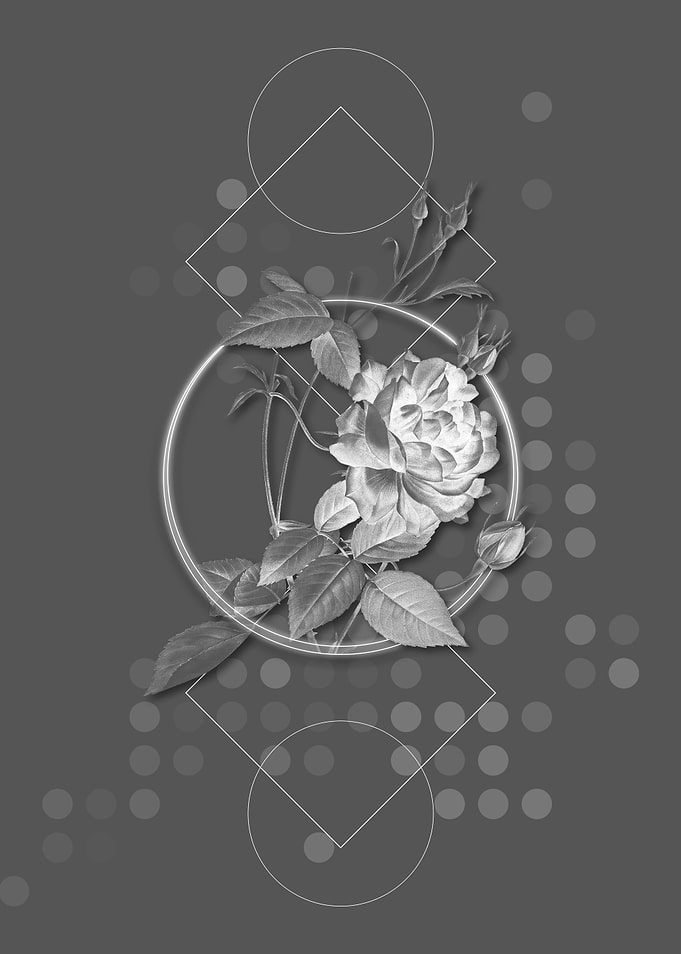Gray Geometric Rose Flower