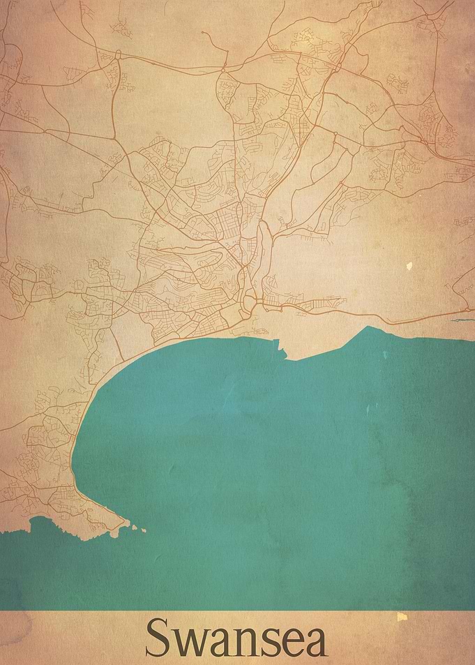 Swansea Wales City Map