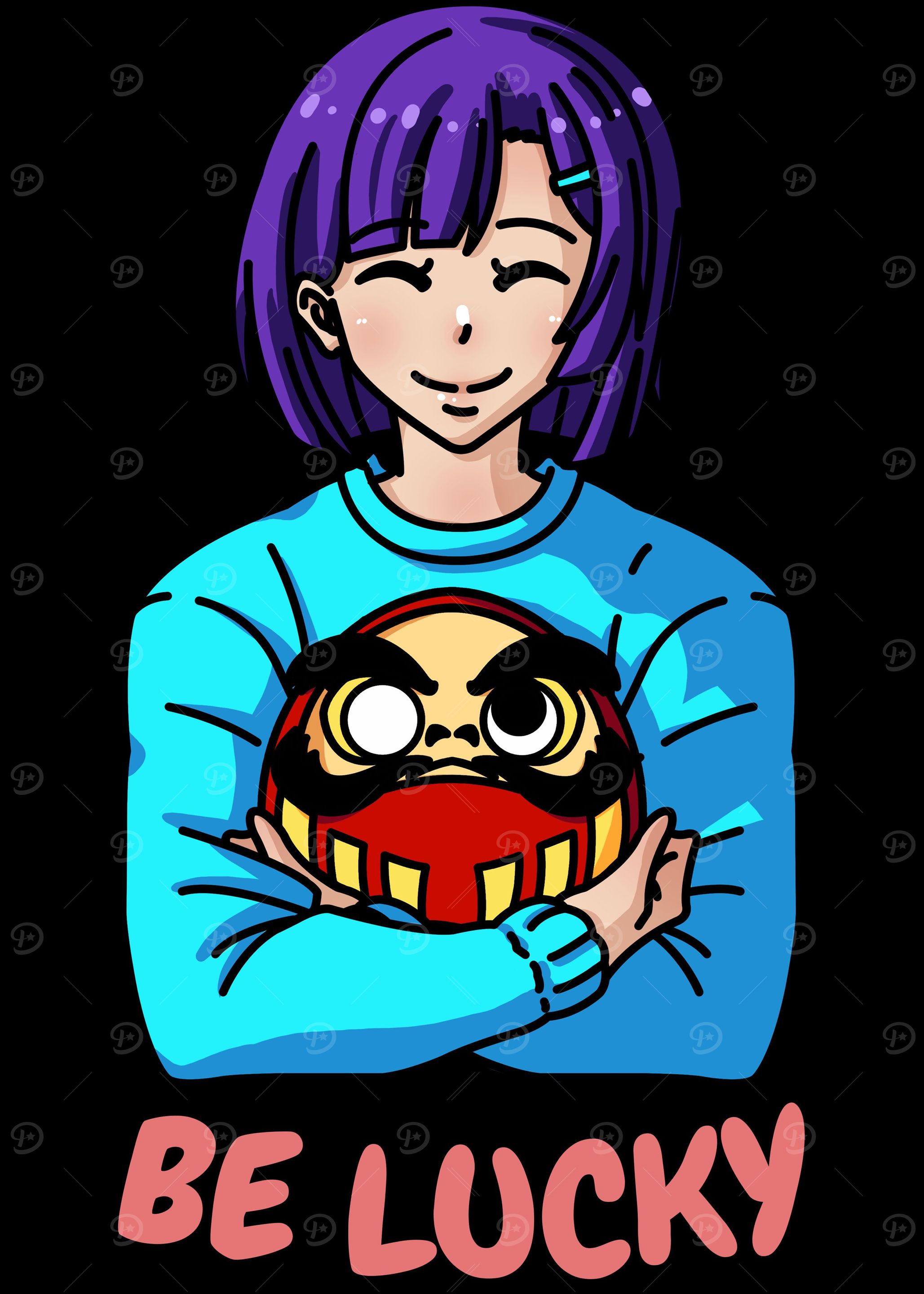Anime Girl Daruma Be Lucky