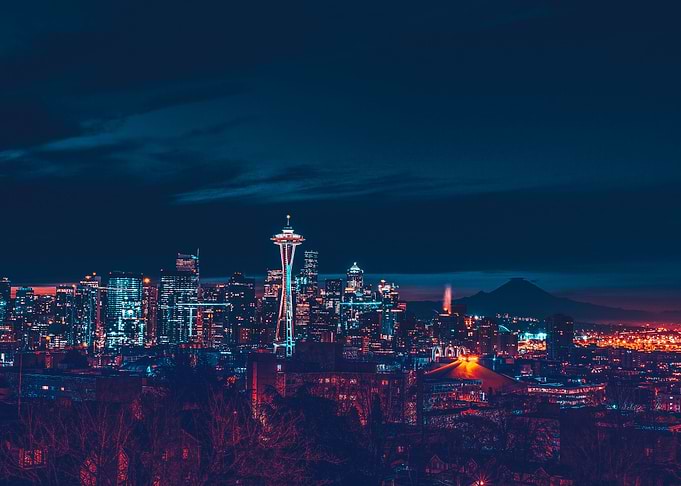 Skyline Seattle neon style