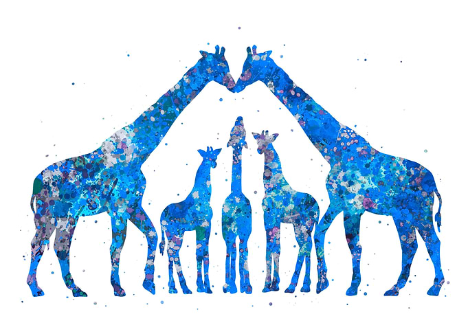 Giraffe family blue